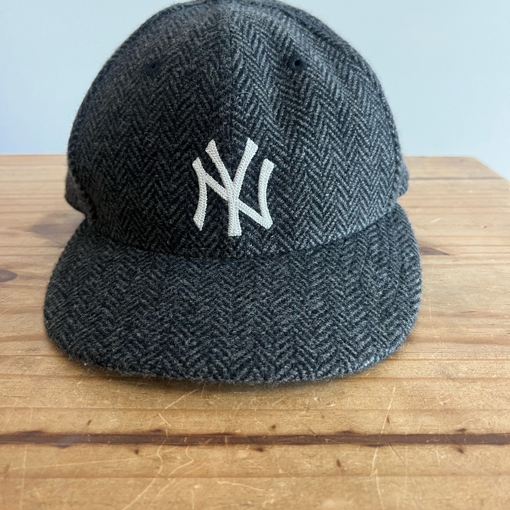 Todd Snyder Dark Gray Herringbone Baseball Cap with White NY Logo